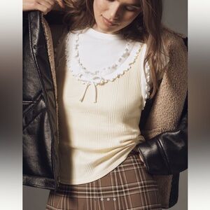 Maeve Ruffled Tie-Neck Lemon Tank